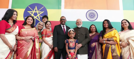 PM Modi Ethiopia Visit: Grand Welcome by Indian Community in Addis Ababa