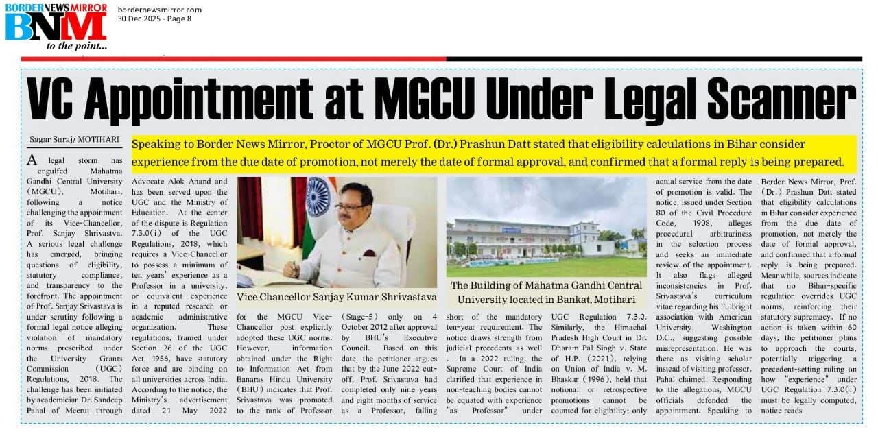 MGCU Slams Misleading Report, Issues Legal Notice to PDF Journalist