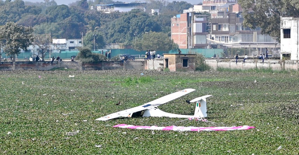 Prayagraj IAF Crash: Air Force Training Aircraft Falls into Pond, Pilots Safe