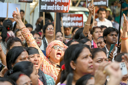 Women Reservation Bill Row: BJP Protests Outside Rahul Gandhi Residence