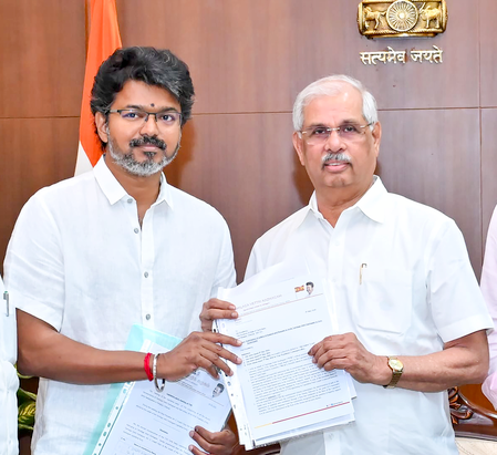 Vijay Government : Vijay Stakes Claim to Form Government
