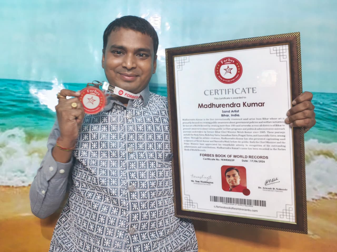 Madhurendra Kumar Enters Forbes Book of World Records, Honored by Nitish Kumar